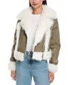 Apparis Jay Distressed Bonded Coat In Green