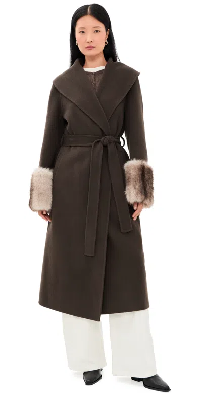 Apparis Jill Wool Coat Brown/grey Mink In Black