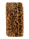 Apparis Kai Brown Rectangular Scarf With All-over Leopard Print In Ecofur Woman In Brown