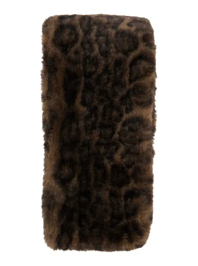 Apparis Kai Brown Scarf With Leopard Motif In Ecofur Woman