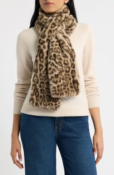 Apparis Kai Leopard Print Pluche™ Faux Fur Pull-through Scarf In Brown