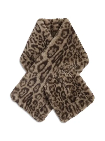 Apparis Kids' Kai Leopard-print Faux-fur Scarf In Brown