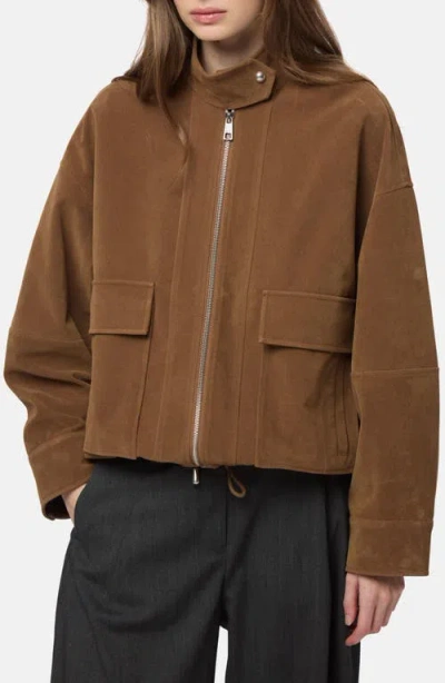 Apparis Kate Faux Suede Bomber Jacket In Brown