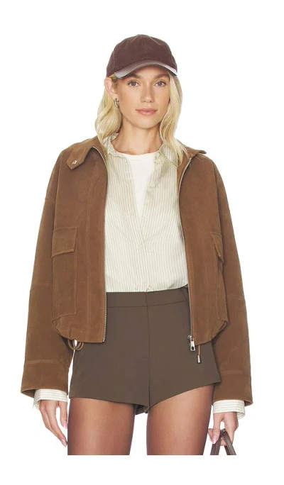 Apparis Kate Sans Suede Bomber Jacket In Brown