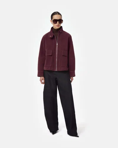 Apparis Kate Sans Suede Bomber In Mahogany Red