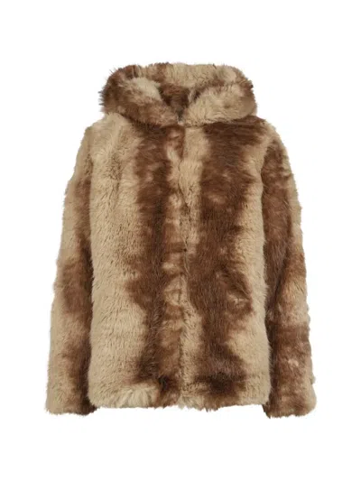 Apparis Katin Hooded Coat In Brown