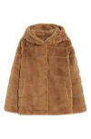 Apparis Kids' Goldy Tiered Fleece Hooded Coat In Camel
