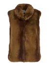 Apparis Laila Faux Mink Vest In Brown