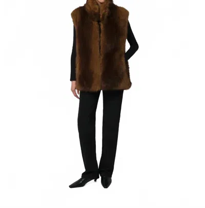 Apparis Laila Faux Mink Vest In Brown