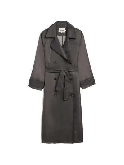 Apparis Lana Belted Trench Coat In Gray