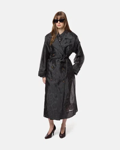 Apparis Lana Organza Leopard Trench Coat In Animal Print