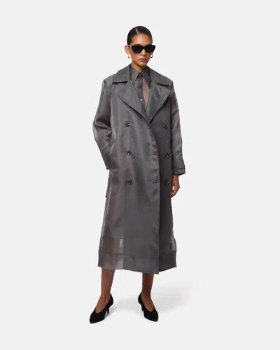 Apparis Lana Organza Trench Coat In Gray