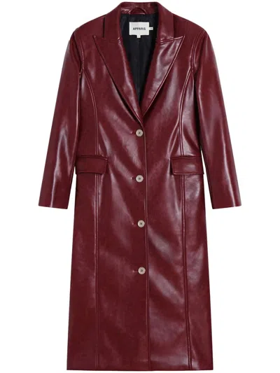 Apparis Lauren Recycled Leather Coat In Red
