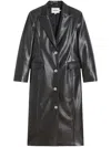 Apparis Lauren Recycled Polyester Faux Leather Overcoat In Black