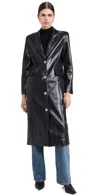 Apparis Lauren Recycled Polyester Faux Leather Overcoat In Noir