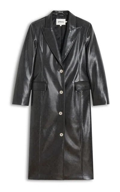 Apparis Lauren Recycled Leather Coat In Black