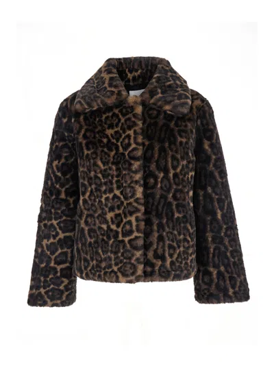 Apparis Leopard Print Faux Fur Jacket For Women In Multi