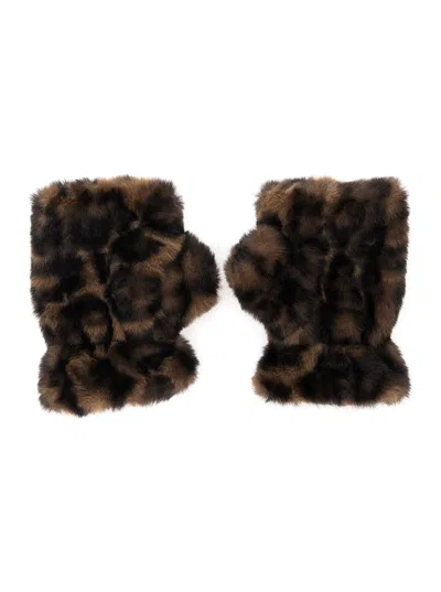 Apparis Leopard Print Synthetic Fur Gloves In Animal Print