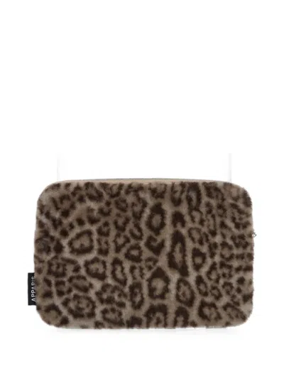 Apparis Leopard-print Faux-fur Laptop Sleeve In Brown