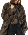 Apparis Lillet Faux Fur Patchwork Bomber Jacket In Brown