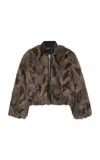 Apparis Lillet Faux Fur Patchwork Bomber Jacket In Multi