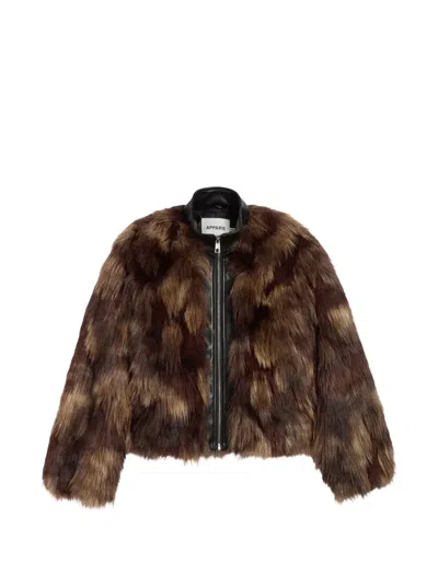 Apparis Lillet Faux-fur Panelled Jacket In Brown