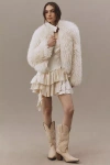 Apparis Lillet Shag Faux Fur Bomber Jacket In White