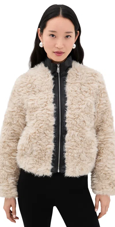 Apparis Lillet Sherpa Bomber Noir/bone In Brown
