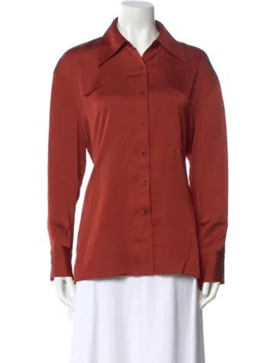 Pre-owned Apparis Long Sleeve Button-up Top In Brown