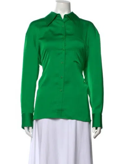 Pre-owned Apparis Long Sleeve Button-up Top In Green