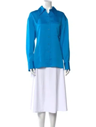 Pre-owned Apparis Long Sleeve Button-up Top W/ Tags In Blue