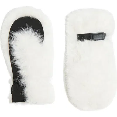 Apparis Lumi Faux Fur Mittens In White