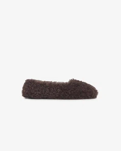 Apparis Magda Bouclette Flat Slipper In Brown