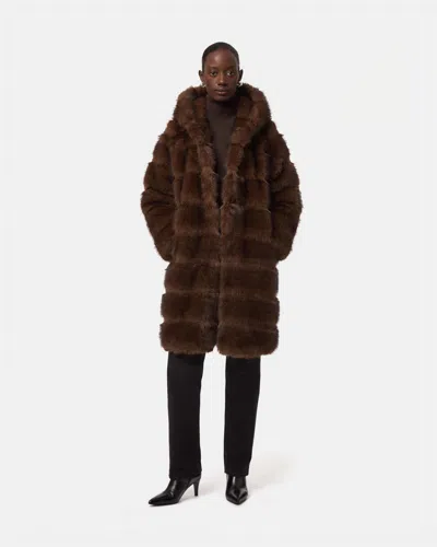 Apparis Marais Mink Hooded Coat In Brown