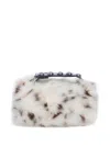 Apparis Marfa Snow Leopard Top Carry Handle Faux Fur Pouch In White
