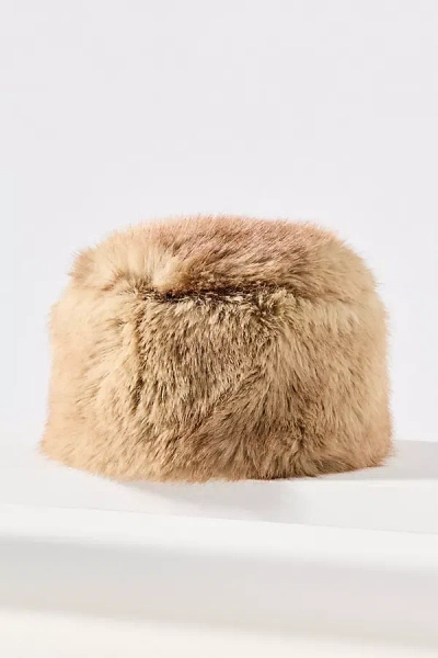 Apparis Margot Faux Fur Pillbox Hat In Sand