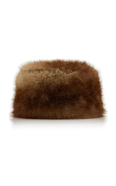 Apparis Margot Pillbox Faux Fur Hat In Brown