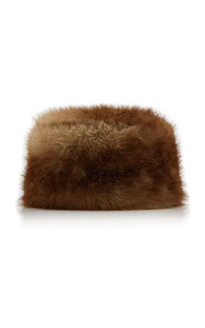 Apparis Margot Pillbox Faux Fur Hat In Brown