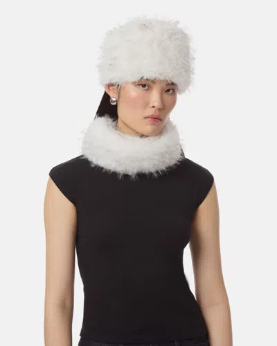 Apparis Margot Tipped Fox Pillbox Hat In White