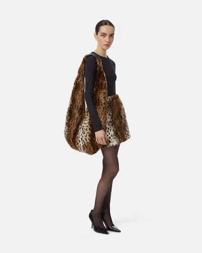 Apparis Maxi Colette Shaved Leopard Bag In Brown