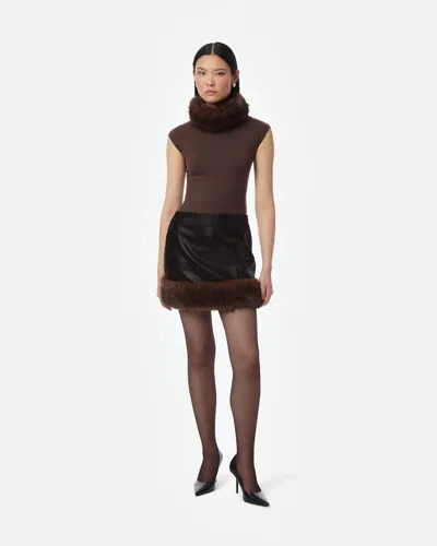 Apparis Meadow Croc Skirt In Noir Croc/fauve Mlti