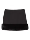 Apparis Meadow Faux-fur Trimmed Mini Skirt In Black