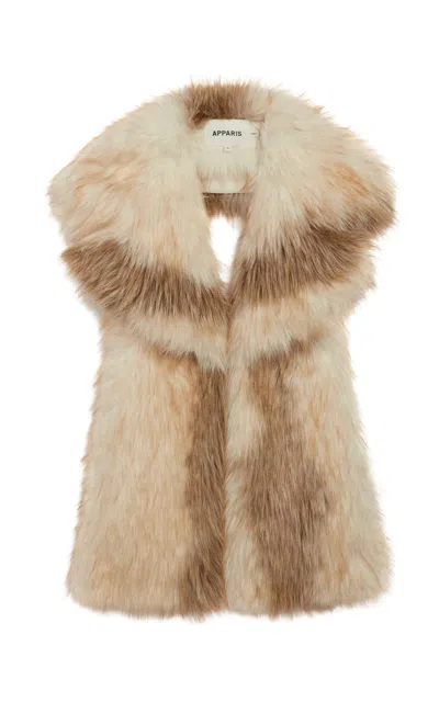 Apparis Mia Faux Fox Fur Collar In Neutral