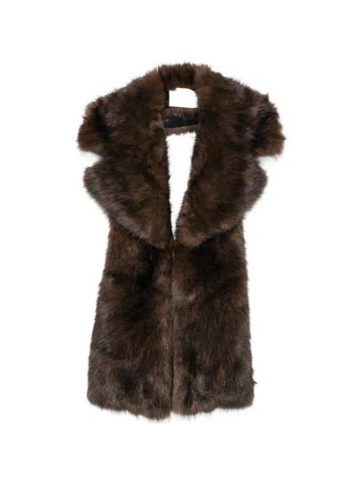 Apparis Mia Faux Leather Vest In Brown