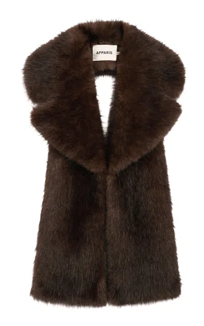 Apparis Mia Faux Sable Fur Collar In Brown