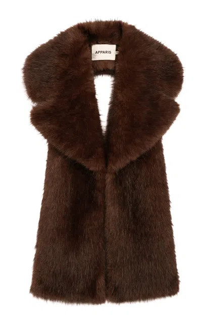 Apparis Mia Faux Sable Fur Collar In Brown