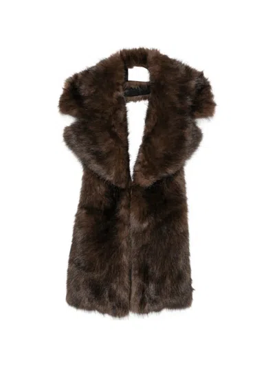 Apparis Mia Shawl-collar Scarf In Brown