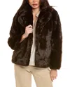 Apparis Wide-collar Faux Fur Jacket In Brown