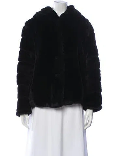 Pre-owned Apparis Mink Faux Fur Coat In Black