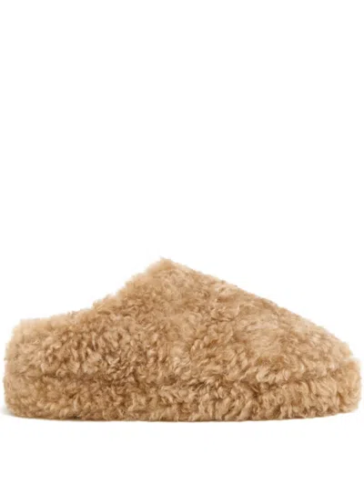 Apparis Misha Bouclette Slippers In Brown